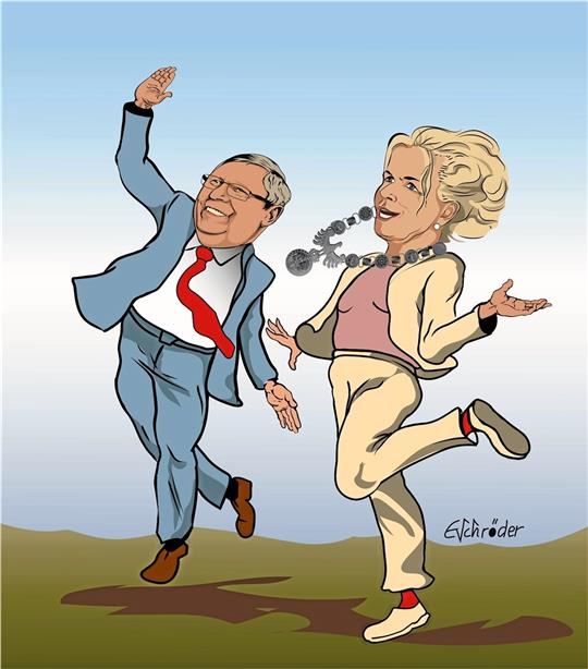 Recht gesprochen: Karikaturist Ernst Schröder sah nach dem Gerichtsurteil zur Oberbürgermeisterwahl Ende Juni eine jubelnde Verwaltungsspitze.
