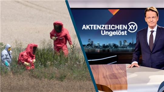 Rudi Cerne (rechts) berichtet in der ZDF-Sendung „Aktenzeichen XY... Ungelöst“ am Mittwochabend über das verschwundene Arsen aus einer Firma in Osterwieck.