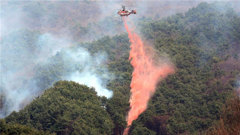 Brände in Ostasien - mindestens 24 Tote in Südkorea Rund 5000 Einsatzkräfte und mehr als 140 Hubschrauber kämpfen gegen die Flammen.