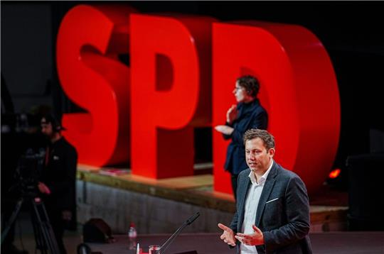 SPD-Chef Lars Klingbeil beim SPD-Debattenkonvent in Berlin.