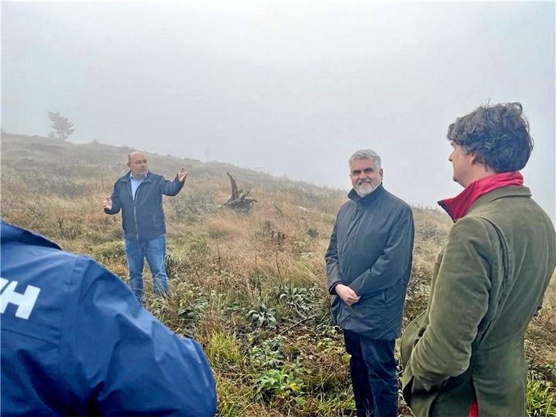 Sachsen-Anhalts Umwelt- und Energieminister Armin Willingmann nimmt im Landkreis Mansfeld-Südharz eine ehemalige Waldfläche in Augenschein. Foto: Ministerium