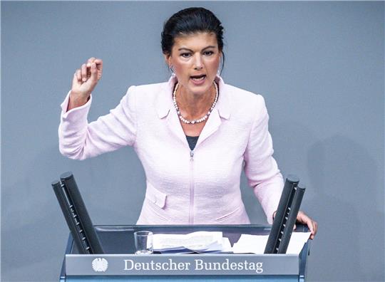 Sahra Wagenknecht bei einer Bundestagsdebatte.