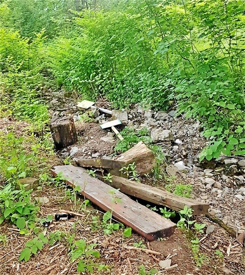 Zerstörungen an Andreasberger Babybaum-Allee Schilder werden aus dem Boden gerissen oder abgebrochen.