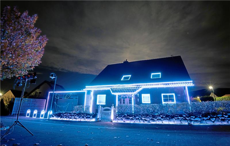 Westeröder bereiten sich auf Halloween vor Schon 2020 ist das Haus in Westerode illuminiert. Foto: Philipp Gross