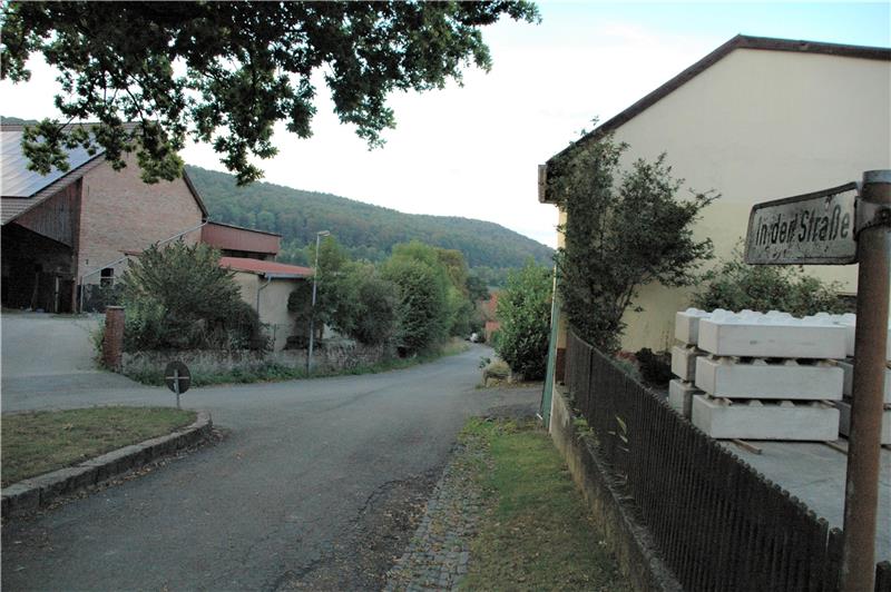 Schon eingangs der Straße sind die Löcher in der Asphaltdecke der abschüssigen Strecke deutlich zu sehen.  Foto: Neddermeier