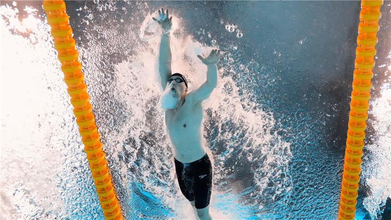Bilder des Tages Schwimmen: Weltmeisterschaft, Freistil, 800 m, Männer. Lukas Märtens aus Deutschland nimmt an den 800-Meter-Freistil-Vorläufen teil.