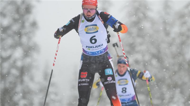 Deutsche Mixedstaffel auf der Pokljuka Sechste Selina Grotian und Justus Strelow schaffen es im Single-Mixed nicht auf das Podest.
