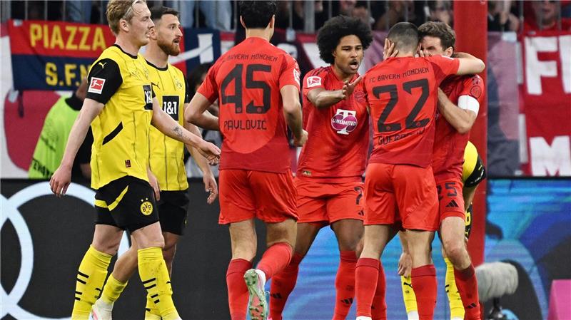 BVB bremst Bayern beim Meisterstück aus: „Tolles Spiel“ Serge Gnabry (3.v.r.) und Raphael Guerreiro (2.v.r.) trafen als Joker für die Bayern.