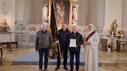Siegfried Wendler, Peter Heber, Andreas Marx und Diakon Roland Wolf beim Kolping-Gedenktag.
