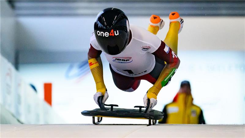 Skeleton: Weltcup, Einer, Frauen, 1. Durchgang, Susanne Kreher (Deutschland) startet.