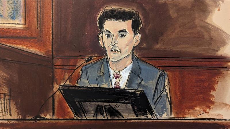 US-Medien: Bankman-Fried macht Gedächtnislücken geltend Skizze von FTX-Gründer Sam Bankman-Fried während seines Prozesses vor dem Bundesgericht in Manhattan.