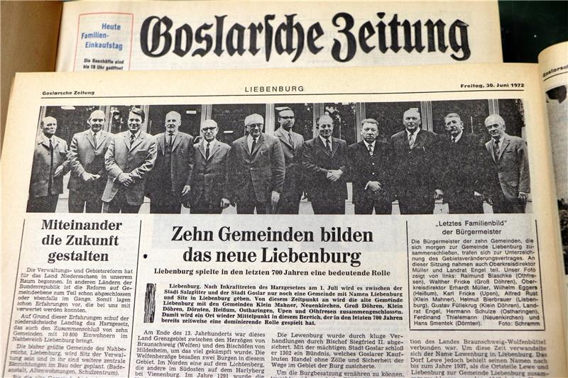 So berichtet die Goslarsche Zeitung am 30. Juni 1972 – einen Tag vor Inkrafttreten der Verwaltungs- und Gebietsreform und Gründung der Gemeinde Liebenburg. Foto: Gereke