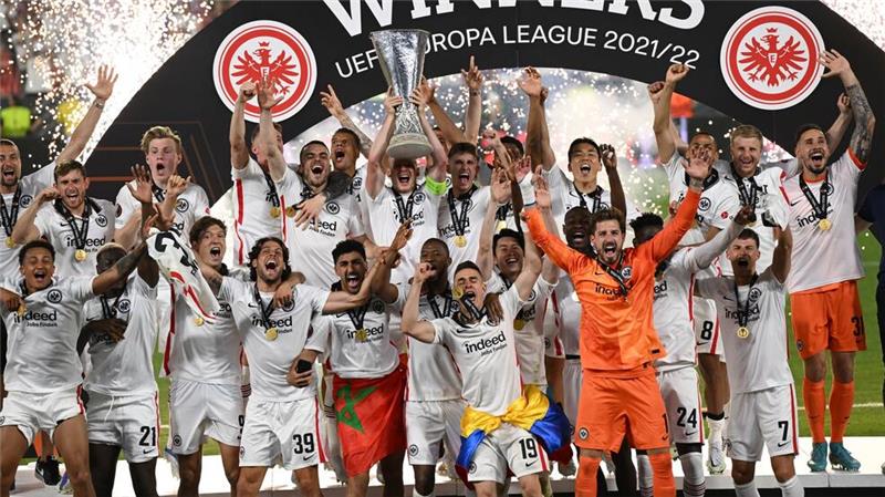 Eintracht hofft in Europa auf magische Nächte So jubelte die Eintracht 2022 nach dem Europa-League-Triumph.
