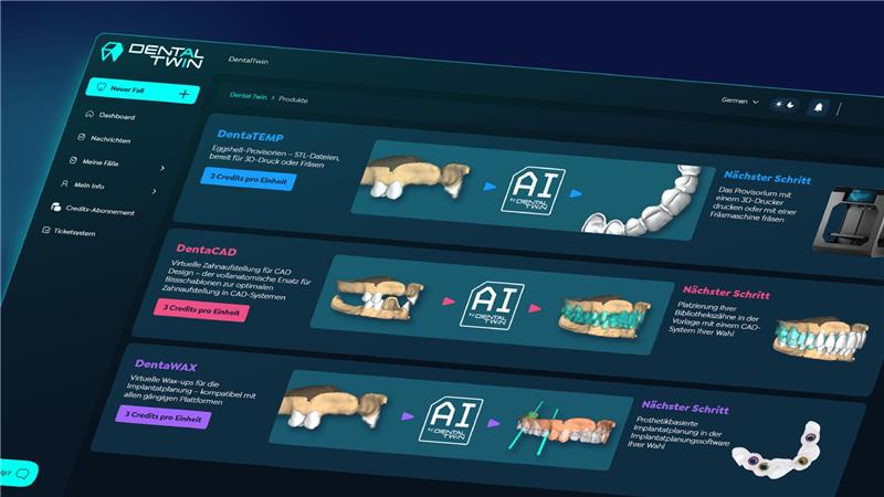 So sieht die "DentalTwin"-Software aus, die mittels KI vollautomatisch Zahnersatz in allen Formen und Größen generiert.