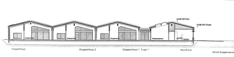 Ganztag-Probleme: Bei der Okeraner Grundschule fliegen die Fetzen Eingang mit Glastür an roter Fassade, rechts bunte Kinderzeichnung mit mehreren Figuren an der Wand.