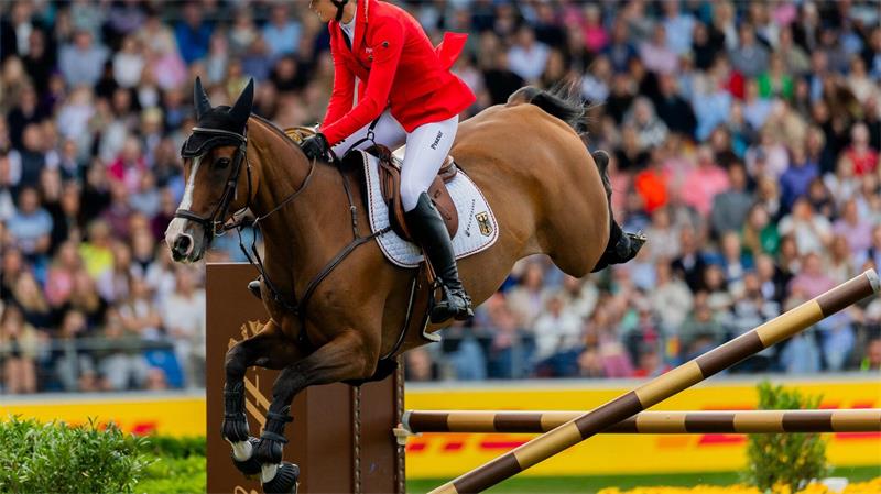 Ausgerechnet beim WM-Finale: Blech für Springreiter Sophie kassierte vier Strafpunkte am letzten Sprung der ersten Runde.