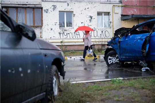 Spuren des Kriegs im ukrainischen Irpin.