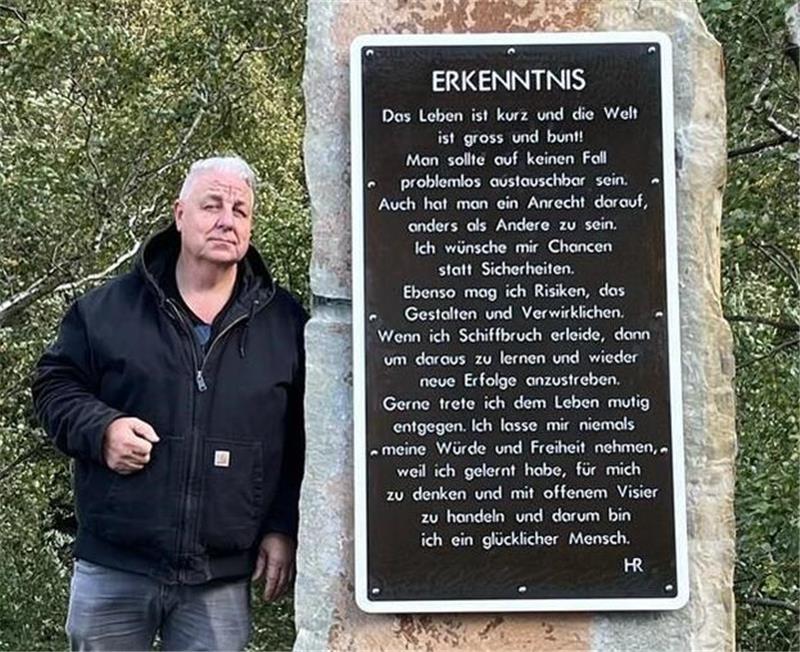 Stein der Erkenntnis: Heiko Rataj hat festgehalten, was ihm wichtig und warum er ein glücklicher Mensch ist.