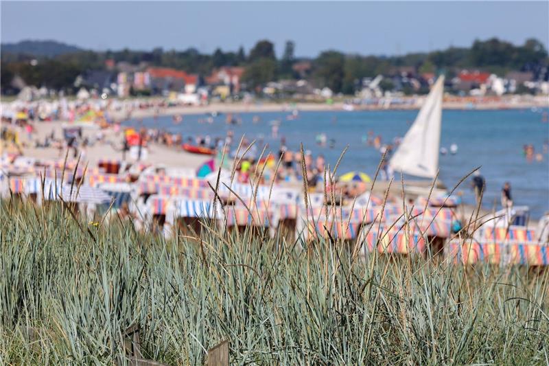 Sommerliche Temperaturen angekündigt: Einige Freibäder offen Strandkörbe stehen bei Sonnenschein und spätsommerlichen Temperaturen von rund 22 Grad Celsius am Strand.