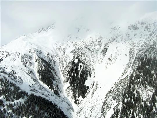 Symbolbild: Blick auf einen Lawinenabgang in Österreich. Foto: picture alliance/dpa/APA | Zeitungsfoto.At