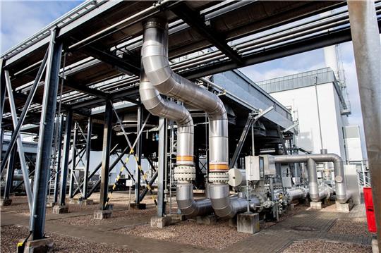 Technische Anlagen zur Verdichtung von Erdgas auf dem Gelände des Erdgasspeichers Rehden in Niedersachsen.