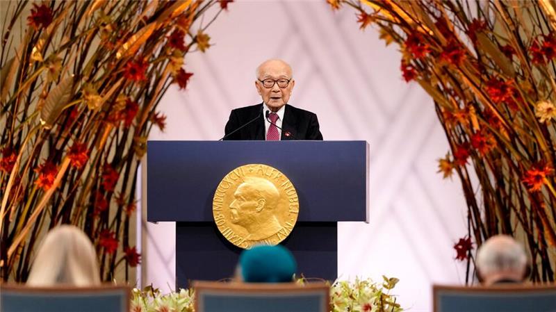 Nobelpreisträger warnt vor Bruch des Atomwaffen-Tabus Terumi Tanaka hielt den Nobelvortrag im Namen seiner Organisation.