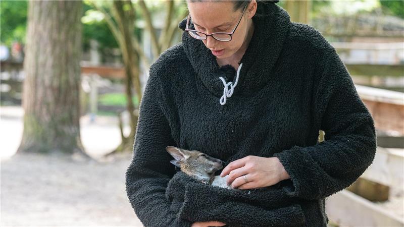 Tierpark-Chefin Nicole Hoffmeister kümmert sich rund um die Uhr um Elli.