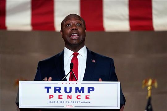 Tim Scott während des Republikanischen Parteitages vor den Präsidentschaftswahlen 2020, als Donald Trump für die Wiederwahl kandidierte. 2024 will Scott selbst für das Amt antreten.