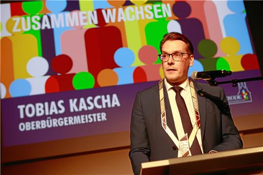Tobias Kascha während seiner ersten Neujahrsansprache als Oberbürgermeister von Wernigerode. Foto: Bein