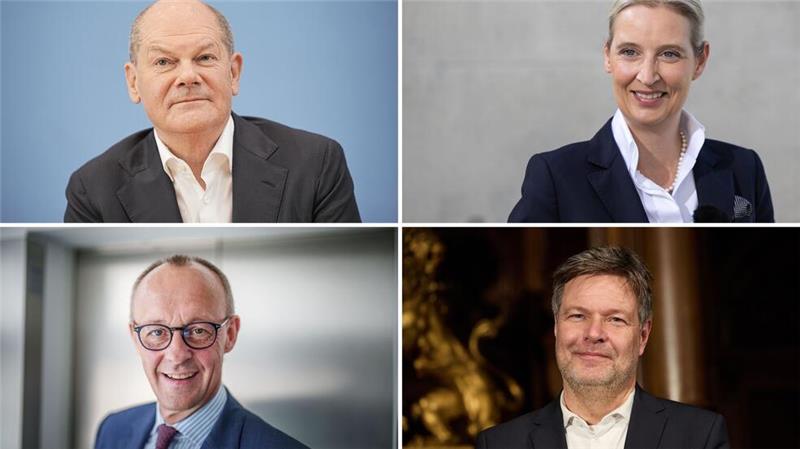 Viererrunde mit Scholz, Merz, Weidel und Habeck bei RTL Treten gegeneinander im TV an: Scholz, Merz, Weidel und Habeck.