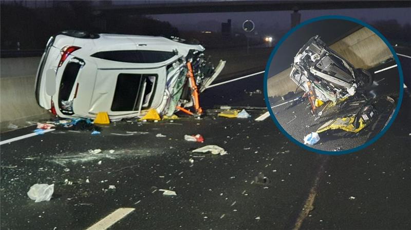 A7 bei Rhüden: Mann (43) bei Unfall aus Auto geschleudert – tot Trümmerfeld auf der A7 nach dem schweren Unfall am Sonntagmorgen.