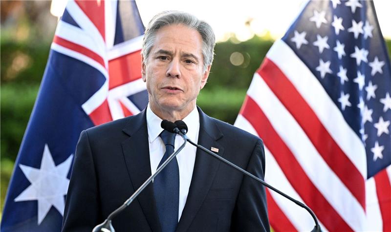 US-Außenminister verteidigt Strafverfolgung gegen Assange US-Außenminister Antony Blinken während einer Pressekonferenz nach den AUSMIN-Gesprächen im Government House in Brisbane.