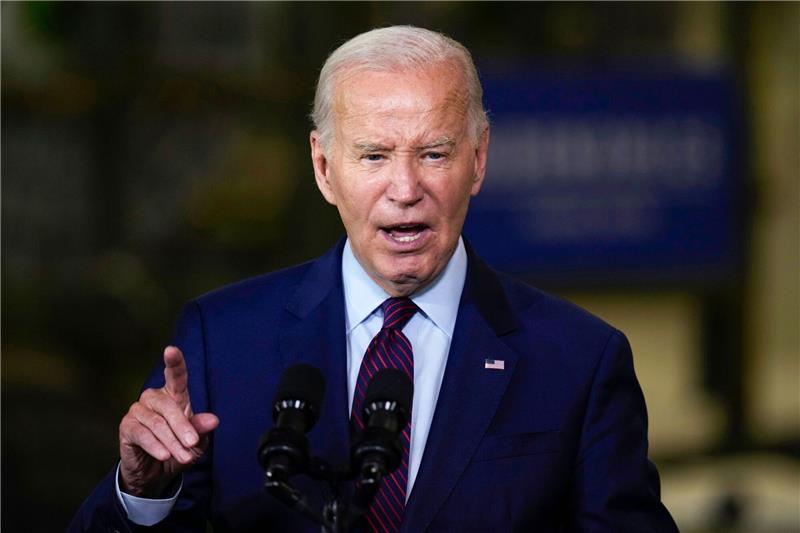 USA stellen Taiwan Militärhilfe in Millionenhöhe bereit US-Präsident Joe Biden hält eine Rede.