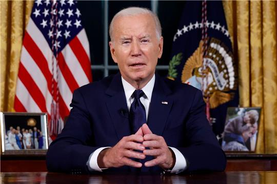 US-Präsident Joe Biden spricht im Oval Office des Weißen Hauses über den Krieg in Nahost und der Ukraine.