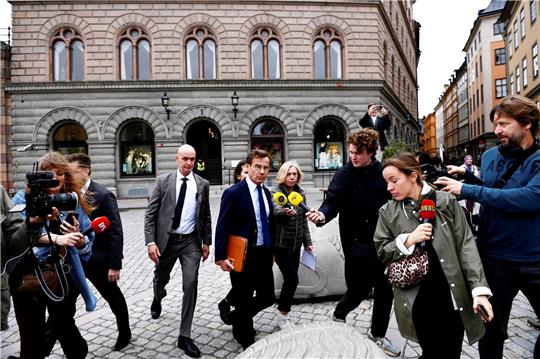 Ulf Kristersson (M), Vorsitzender der Moderaten Sammlungspartei, trifft am schwedischen Parlament ein.