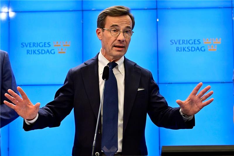 Fortschritt im Nato-Streit? Kristersson besucht Erdogan Ulf Kristersson spricht im Parlament in Stockholm.