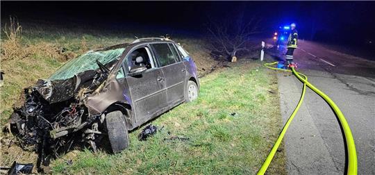 Um 4.45 Uhr kam es auf der Landstraße 500 zu einem Verkehrsunfall. Foto: Freiwillige Feuerwehr Hornburg