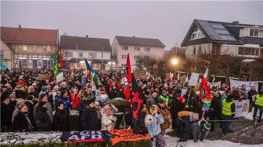 Bündnis will weiter gegen die AfD kämpfen, die Frage ist nur: Wie? Um die 500 Menschen protestieren Mitte Januar vor dem Schloss, als die AfD ihr „Harzburger Treffen“ zum ersten Mal dort veranstaltet.
