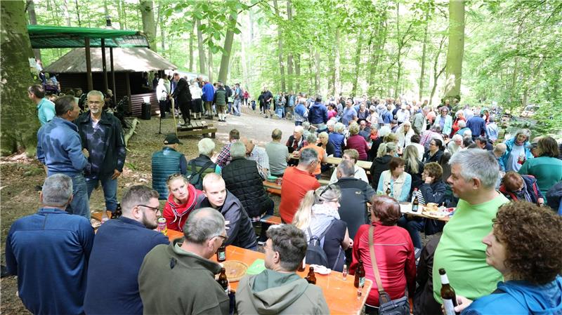 Pfingstpilgern zur Kult-Quelle im Heißumer Wald Und ewig lockt der Mausebrunnen – auch, wenn gar kein Wasser aus ihm heraussprudelt: Zu Spitzenzeiten tummelten sich zwischen 500 und 700 Gäste im Wald. Foto: Neuendorf