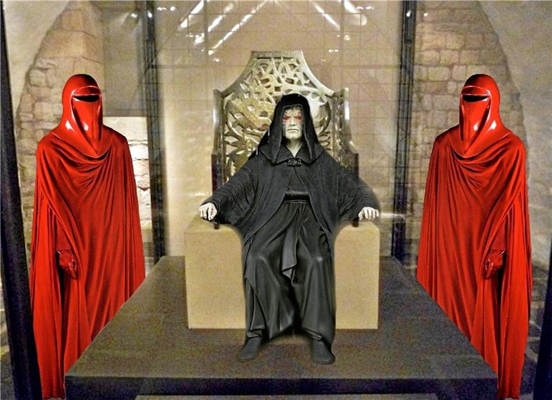 „Galaktisches Goslar“ lockt Fans des Imperiums Und so könnte das galaktische Goslar aussehen: Der Imperator auf dem Goslarer Kaiserstuhl. Fotomontage: Thomas Manglitz, „Stars of the Galaxy“ Mönchengladbach