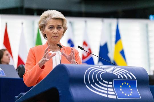Ursula von der Leyen im Europäischen Parlament in Straßburg.