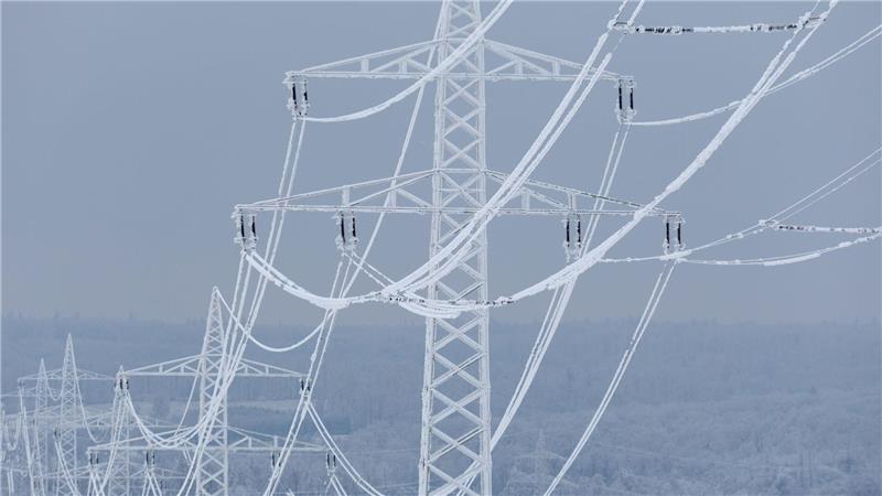 Vereiste Stromleitungen im Harz