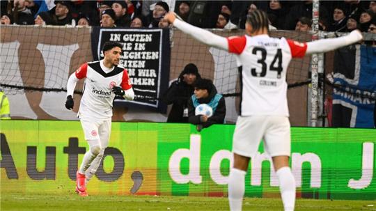 Verhaltener Jubel an früherer Wirkungsstätte: Omar Marmoush nach der Führung für die Eintracht