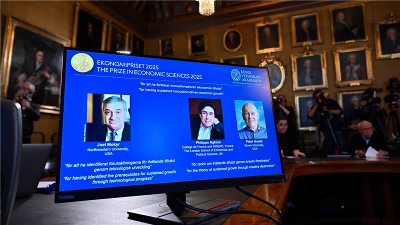 Nobelpreis ehrt Forschung zu stetigem Wirtschaftswachstum Verkündet werden die Wirtschaftsnobelpreisträger traditionell in der Königlich-Schwedischen Akademie der Wissenschaften.