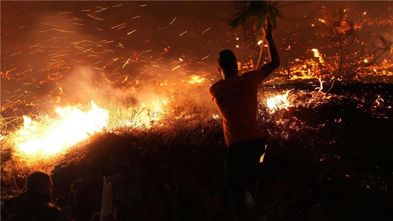 Brandbekämpfer auf Chios: „Mit allen Mitteln angreifen“ Verzweifelter Kampf gegen die Flammen auf Chios.