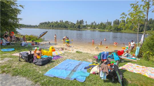 Viele Oberharzer nutzen die Teiche vor der Haustür, wie hier den Oberen Hausherzberger Teich, um sich abzukühlen.