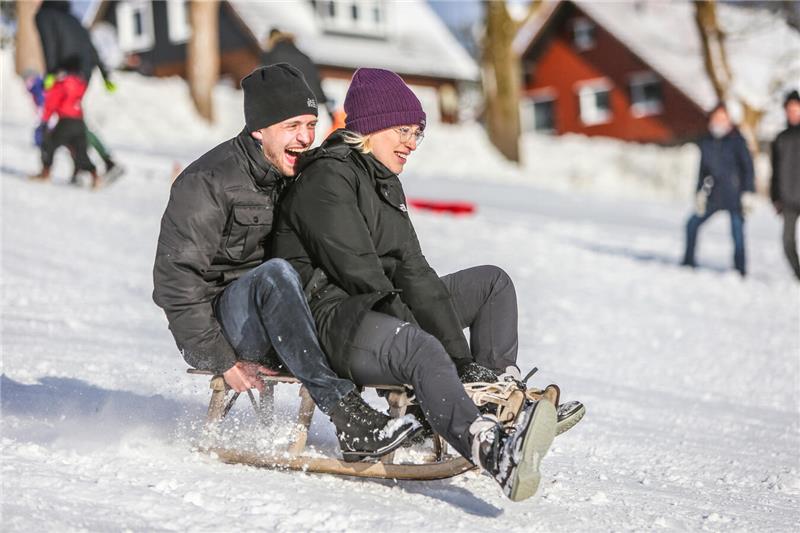 Volksrodeln auf der Ping in Clausthal-Zellerfeld.