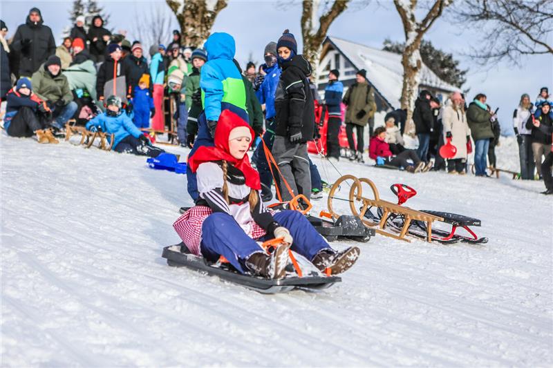Volksrodeln auf der Ping in Clausthal-Zellerfeld.
