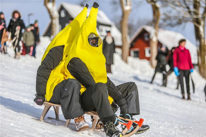 Volksrodeln auf der Ping in Clausthal-Zellerfeld.