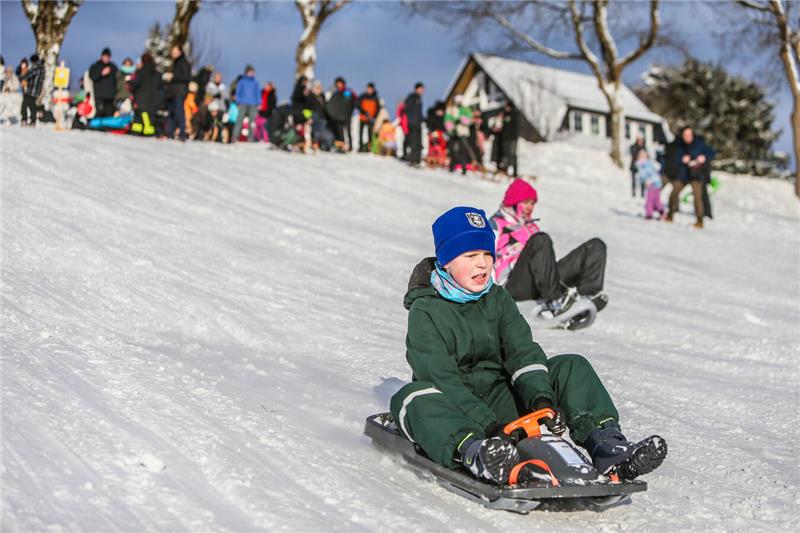 Volksrodeln auf der Ping in Clausthal-Zellerfeld.